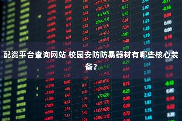 配资平台查询网站 校园安防防暴器材有哪些核心装备？